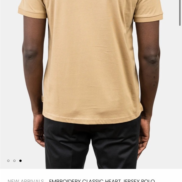 Inimigo Designer Polo Shirt Upscale Embroidery Heart Piquet beige Sz Large - Picture 3 of 4